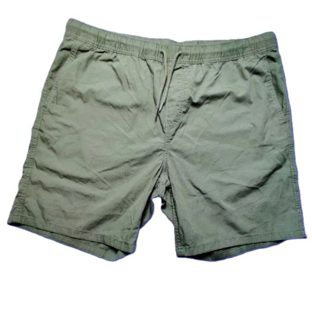 H&M Men’s Olive Green Drawstring Shorts Cotton Casual Regular Fit XL